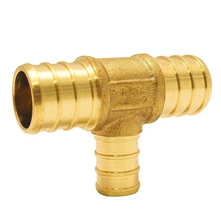 Apollo Pex 3/4 in. x 3/4 in. x 1/2 in. Brass PEX Barb Reducing Tee APXT343412